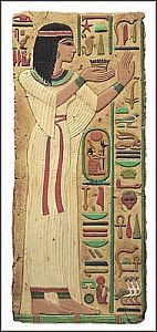 Priester Nesu-ur.t Unu gibt Koenig Ramses II. ein Geschenk
