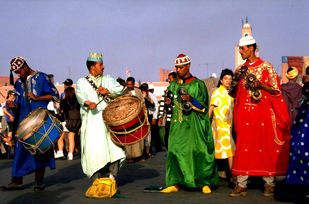 Musiker auf dem Djemaa el Fna in Marrakesch