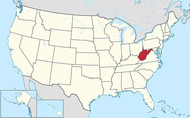 Karte West Virginia, USA, Autor: TUBS